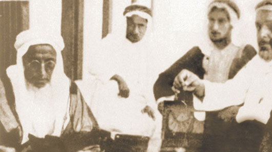 Mr. Abdullah Darwish in 1924 participating in a pearl trading deal