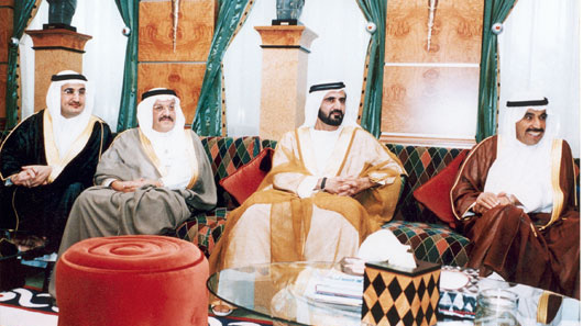 UAE Vice President and Prime Minister and Ruler of Dubai, HH Sheikh Mohamed Bin Rashid Al Maktoum, Mr. Khalid Suleiman Olayan and Mr. Abdul-Aziz Al-Babtain with Bader Abdullah Al-Darwish