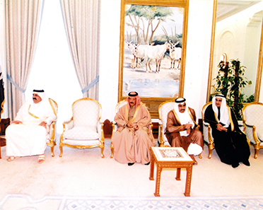 HH the Father Emir of Qatar, Sheikh Hamad Bin Khalifa Al Thani, HE Mr. Yousef Hussein Kamal Al Emadi, Former Minister of Finance, HE Sheikh Abdulrahman Bin Saud Al Thani, Former Chief of Amiri Diwan, and Mr. Bader Abdullah Al-Darwish