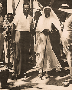 HH Sheikh Ali Bin Abdullah Al Thani, Former Ruler of Qatar, and Mr. Abdullah Darwish on a visit to one of the oil drilling sites in the early 1950s