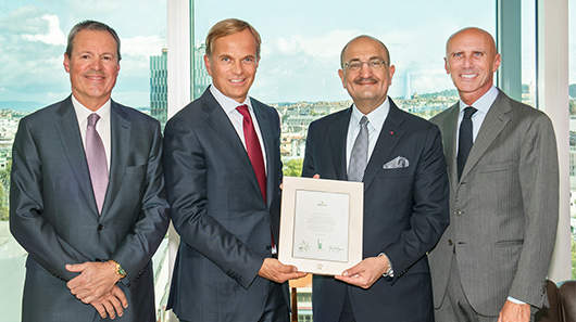 Mr. Jean-Frédéric Dufour, CEO of Rolex, presented Mr. Bader Al-Darwish, Chairman and Managing Director of Darwish Holding, with an appreciation award celebrating the vision and entrepreneurial spirit Fifty One East has shown since 1951, to build the success and ongoing growth of Rolex in Qatar.